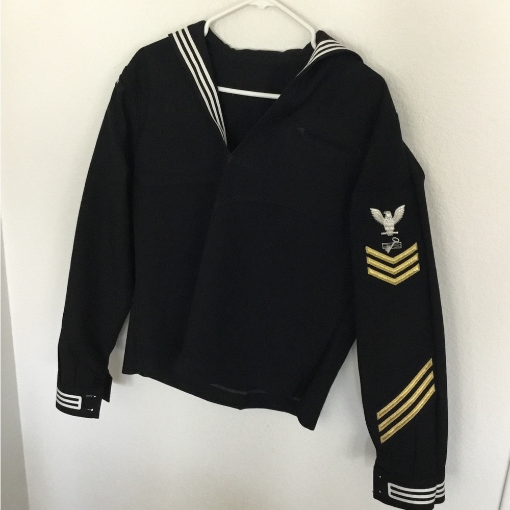 Black Navy Sailor Uniform Top with Gold Stripes